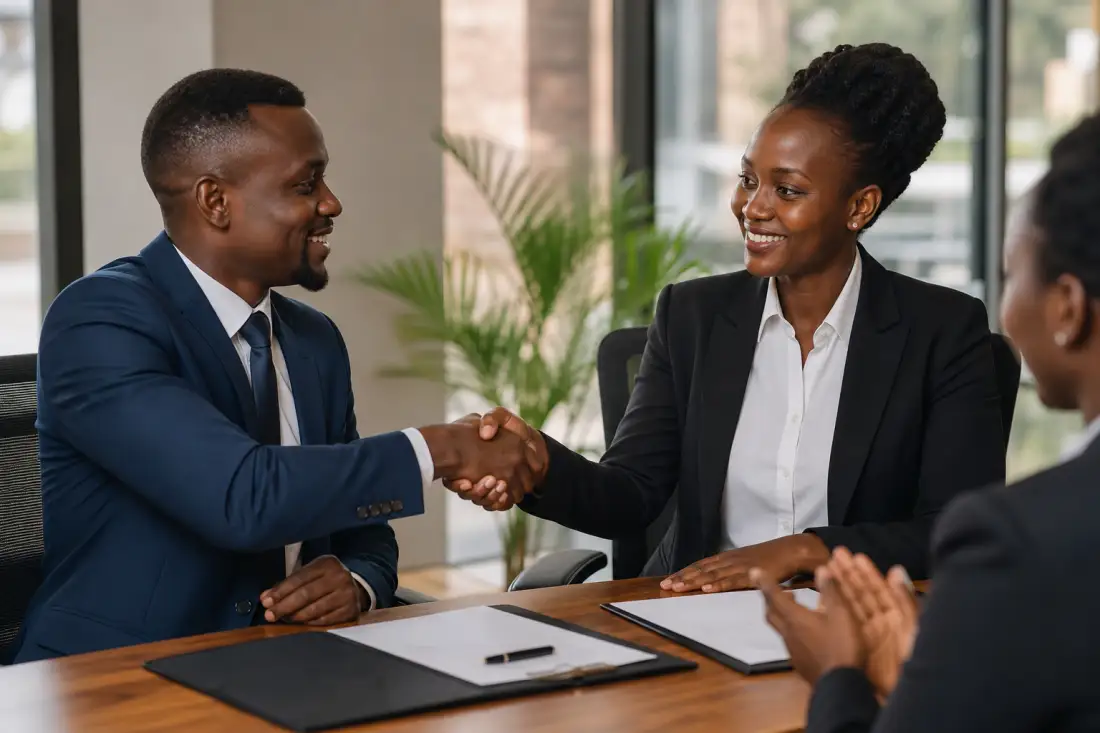 Business partnership handshake